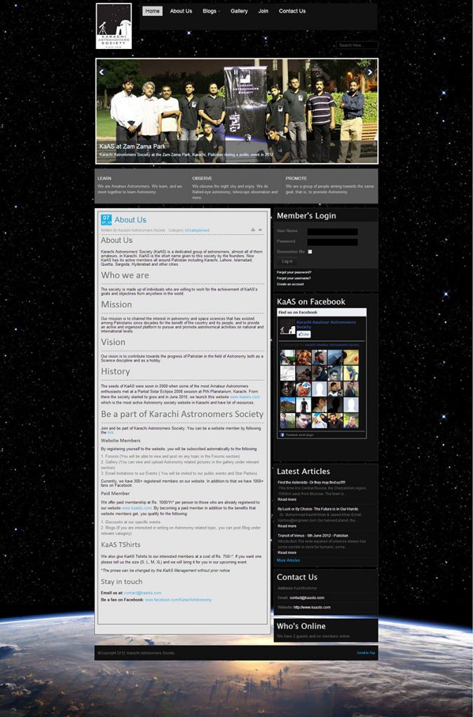 Developed and launched KAS first website – June 2010