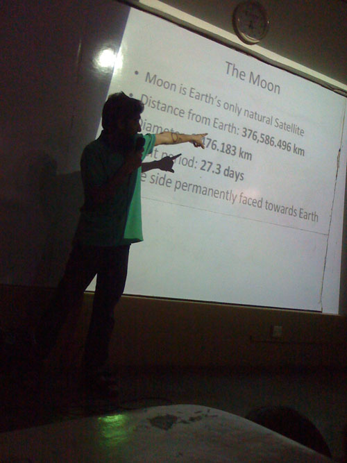 Organized and Conducted first ever school Astronomy session with Moon observation – April 2011