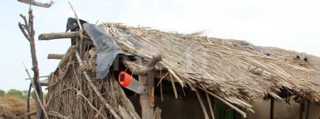 A solar powered light being used in rural area