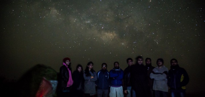 A group photo with Milky Way