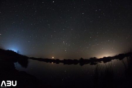 The rising moon and constellation of Scorpio